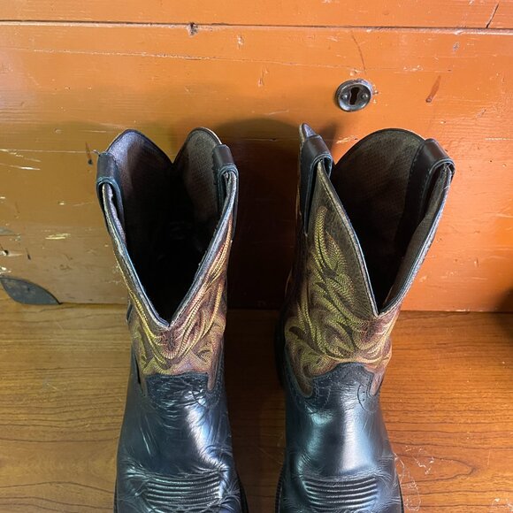 JUSTIN Men’s Size 10 D Composite Toe Black Brown Cowboy Work Boots WK4818 - Picture 11 of 11